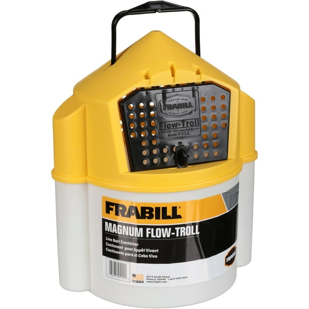 6-Quart Frabill Flow Troll Bait Container Yellow//White